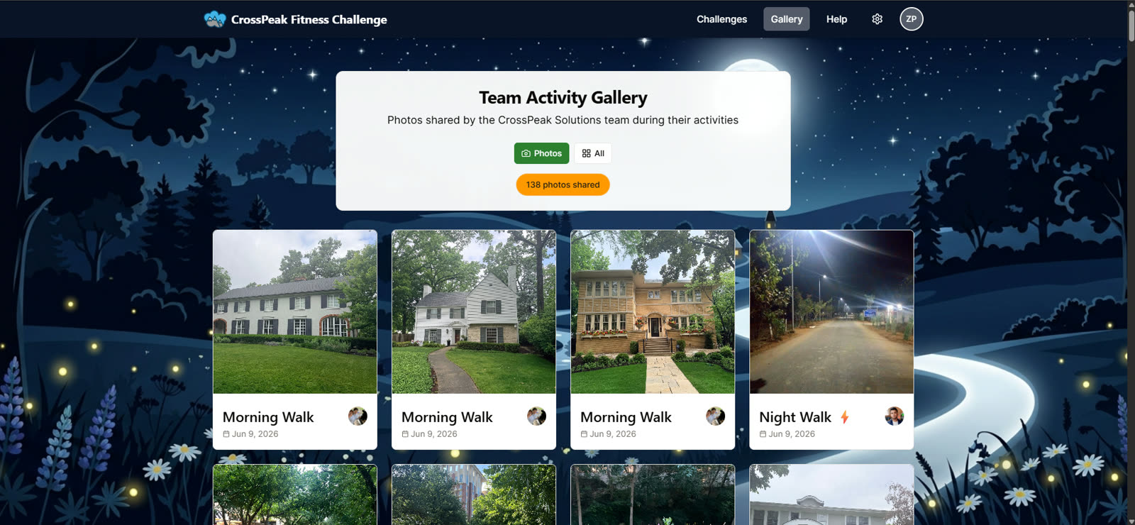 Team Activity Gallery with photos shared from workouts